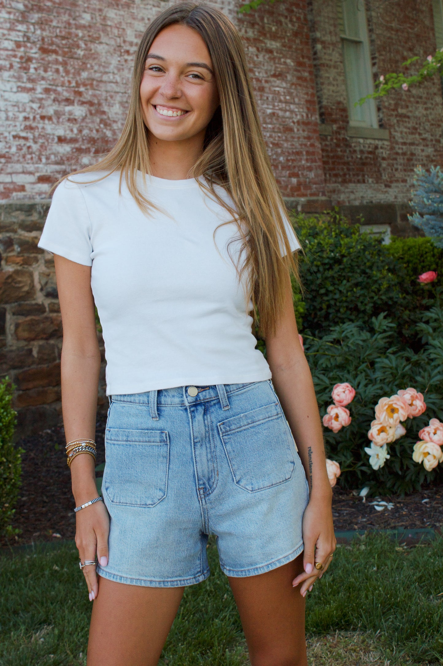 Patch Pocket Denim Shorts