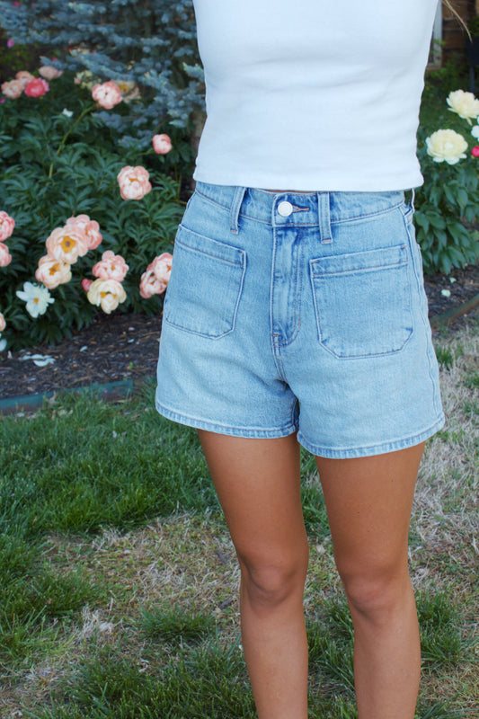 Patch Pocket Denim Shorts