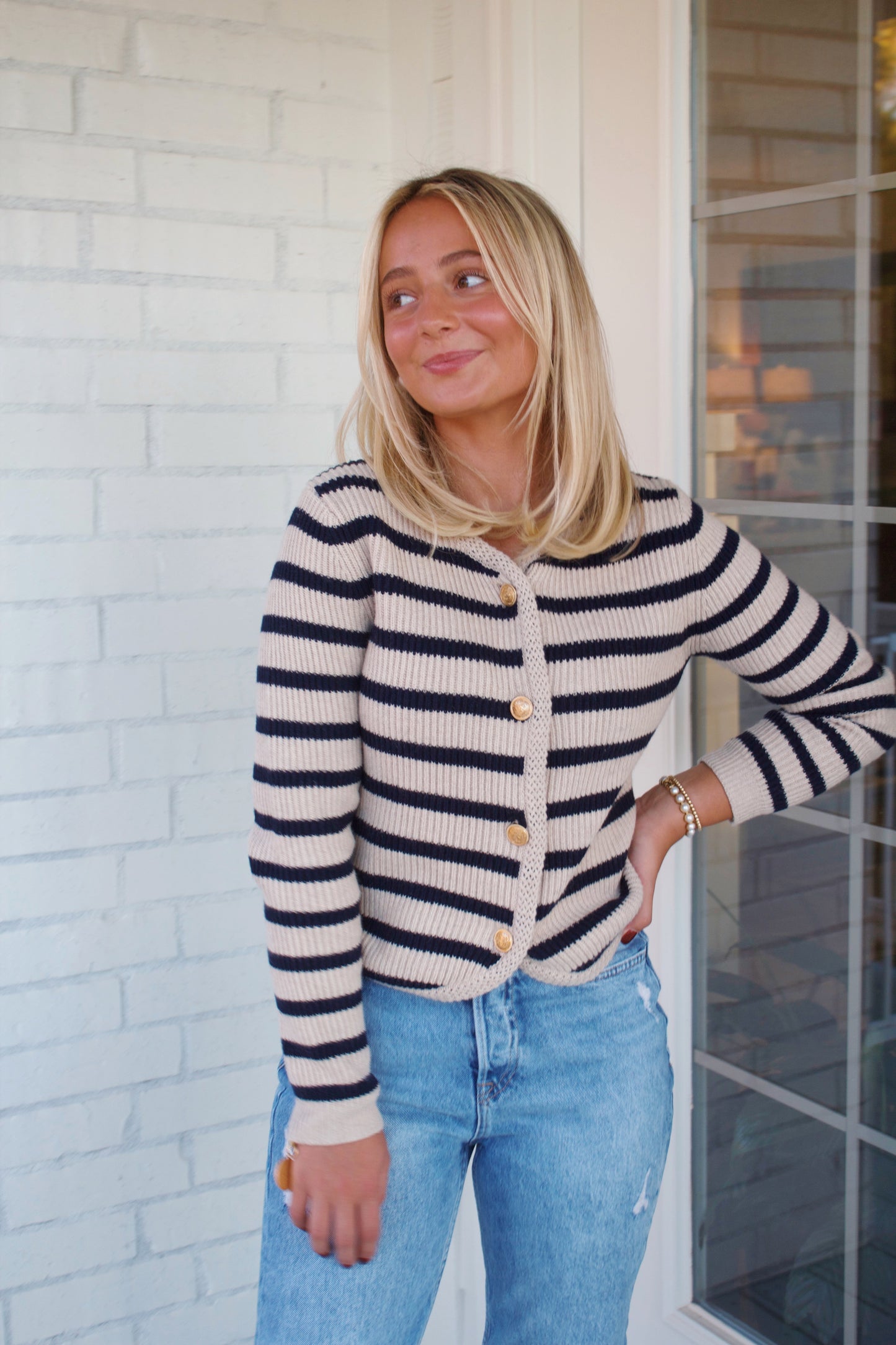 Navy and Cream Elevated Fall Sweater